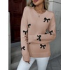 Zeagoo Fall Sweaters for Women 2026 Long Sleeve Crewneck Ribbed Knit Pullover Sweater Loose Fit Basic Jumper Tops(Aa Bow625)