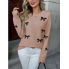 Zeagoo Fall Sweaters for Women 2026 Long Sleeve Crewneck Ribbed Knit Pullover Sweater Loose Fit Basic Jumper Tops(Aa Bow625)