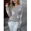 Zeagoo Fall Sweaters for Women 2026 Long Sleeve Crewneck Ribbed Knit Pullover Sweater Loose Fit Basic Jumper Tops(Aa Flower192)