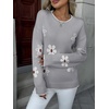 Zeagoo Fall Sweaters for Women 2026 Long Sleeve Crewneck Ribbed Knit Pullover Sweater Loose Fit Basic Jumper Tops(Aa Flower192)
