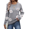 Zeagoo Fall Sweaters for Women 2026 Long Sleeve Crewneck Ribbed Knit Pullover Sweater Loose Fit Basic Jumper Tops(Aa Flower192)