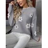 Zeagoo Fall Sweaters for Women 2026 Long Sleeve Crewneck Ribbed Knit Pullover Sweater Loose Fit Basic Jumper Tops(Aa Flower192)