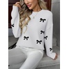 Zeagoo Fall Sweaters for Women 2026 Long Sleeve Crewneck Ribbed Knit Pullover Sweater Loose Fit Basic Jumper Tops(Bow612)