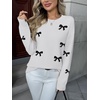 Zeagoo Fall Sweaters for Women 2026 Long Sleeve Crewneck Ribbed Knit Pullover Sweater Loose Fit Basic Jumper Tops(Bow612)