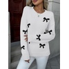 Zeagoo Fall Sweaters for Women 2026 Long Sleeve Crewneck Ribbed Knit Pullover Sweater Loose Fit Basic Jumper Tops(Bow612)