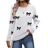 Zeagoo Fall Sweaters for Women 2026 Long Sleeve Crewneck Ribbed Knit Pullover Sweater Loose Fit Basic Jumper Tops(Bow612)