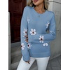 Zeagoo Fall Sweaters for Women 2026 Long Sleeve Crewneck Ribbed Knit Pullover Sweater Loose Fit Basic Jumper Tops(Flower193)