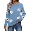 Zeagoo Fall Sweaters for Women 2026 Long Sleeve Crewneck Ribbed Knit Pullover Sweater Loose Fit Basic Jumper Tops(Flower193)