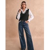 Zeagoo Sweater Vest Women Sleeveless V Neck Oversized Pullover Knitted Tops 2026 Fall Outfits(Black White)