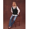 Zeagoo Sweater Vest Women Sleeveless V Neck Oversized Pullover Knitted Tops 2026 Fall Outfits(Black White)