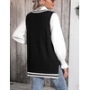 Zeagoo Sweater Vest Women Sleeveless V Neck Oversized Pullover Knitted Tops 2026 Fall Outfits(Black White)