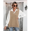 Zeagoo Sweater Vest Women Sleeveless V Neck Oversized Pullover Knitted Tops 2026 Fall Outfits(Camel)