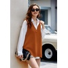 Zeagoo Sweater Vest Women Sleeveless V Neck Oversized Pullover Knitted Tops 2026 Fall Outfits(Caramel)