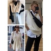 Zeagoo Sweater Vest Women Sleeveless V Neck Oversized Pullover Knitted Tops 2026 Fall Outfits(Cream)