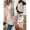 Zeagoo Sweater Vest Women Sleeveless V Neck Oversized Pullover Knitted Tops 2026 Fall Outfits(Dark Apricot)