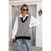 Zeagoo Sweater Vest Women Sleeveless V Neck Oversized Pullover Knitted Tops 2026 Fall Outfits(Houndstooth Black and White)