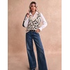 Zeagoo Sweater Vest Women Sleeveless V Neck Oversized Pullover Knitted Tops 2026 Fall Outfits(Leopard Apricot)