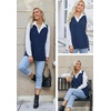 Zeagoo Sweater Vest Women Sleeveless V Neck Oversized Pullover Knitted Tops 2026 Fall Outfits(Navy Blue)