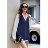 Zeagoo Sweater Vest Women Sleeveless V Neck Oversized Pullover Knitted Tops 2026 Fall Outfits(Navy Blue)