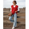 Zeagoo Sweater Vest Women Sleeveless V Neck Oversized Pullover Knitted Tops 2026 Fall Outfits(Red)