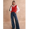 Zeagoo Sweater Vest Women Sleeveless V Neck Oversized Pullover Knitted Tops 2026 Fall Outfits(Red)