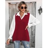 Zeagoo Sweater Vest Women Sleeveless V Neck Oversized Pullover Knitted Tops 2026 Fall Outfits(Wine Red)