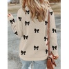 Zeagoo Sweaters for Women Fall Outfits Trendy 2026 Long Sleeve Shirts Bussiness Casual Knit Pullover Sweater Tops(Bow-khaki)