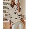 Zeagoo Sweaters for Women Fall Outfits Trendy 2026 Long Sleeve Shirts Bussiness Casual Knit Pullover Sweater Tops(Bow-khaki)
