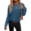 Zeagoo Sweaters for Women Fall Outfits Trendy 2026 Long Sleeve Shirts Bussiness Casual Knit Pullover Sweater Tops(B-solid Blue Long Sleeve)