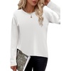 Zeagoo Sweaters for Women Fall Outfits Trendy 2026 Long Sleeve Shirts Bussiness Casual Knit Pullover Sweater Tops(B-solid White Long Sleeve)