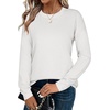 Zeagoo Sweaters for Women Fall Outfits Trendy 2026 Long Sleeve Shirts Bussiness Casual Knit Pullover Sweater Tops(B-solid White Long Sleeve)