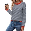Zeagoo Sweaters for Women Fall Outfits Trendy 2026 Long Sleeve Shirts Bussiness Casual Knit Pullover Sweater Tops(B-striped Blue)