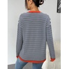 Zeagoo Sweaters for Women Fall Outfits Trendy 2026 Long Sleeve Shirts Bussiness Casual Knit Pullover Sweater Tops(B-striped Blue)
