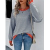Zeagoo Sweaters for Women Fall Outfits Trendy 2026 Long Sleeve Shirts Bussiness Casual Knit Pullover Sweater Tops(B-striped Blue)