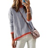 Zeagoo Sweaters for Women Fall Outfits Trendy 2026 Long Sleeve Shirts Bussiness Casual Knit Pullover Sweater Tops(B-striped Blue)