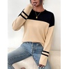 Zeagoo Sweaters for Women Fall Outfits Trendy 2026 Long Sleeve Shirts Bussiness Casual Knit Pullover Sweater Tops(Color Block 4 Black)