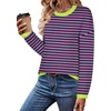 Zeagoo Sweaters for Women Fall Outfits Trendy 2026 Long Sleeve Shirts Bussiness Casual Knit Pullover Sweater Tops(Striped Pink)