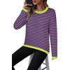 Zeagoo Sweaters for Women Fall Outfits Trendy 2026 Long Sleeve Shirts Bussiness Casual Knit Pullover Sweater Tops(Striped Pink)