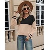 Zeagoo Sweaters for Women Long Sleeve Tops Soft Knit Crew Neck Pullover Sweater Lightweight Crochet 2026 Fall Outfits(A Black-apricot)