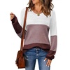 Zeagoo Sweaters for Women Long Sleeve Tops Soft Knit Crew Neck Pullover Sweater Lightweight Crochet 2026 Fall Outfits(A Colorblock 284)