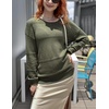 Zeagoo Sweaters for Women Long Sleeve Tops Soft Knit Crew Neck Pullover Sweater Lightweight Crochet 2026 Fall Outfits(Army Green)