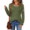 Zeagoo Sweaters for Women Long Sleeve Tops Soft Knit Crew Neck Pullover Sweater Lightweight Crochet 2026 Fall Outfits(Army Green-apricot)
