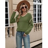 Zeagoo Sweaters for Women Long Sleeve Tops Soft Knit Crew Neck Pullover Sweater Lightweight Crochet 2026 Fall Outfits(Army Green-apricot)