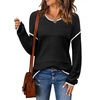 Zeagoo Sweaters for Women Long Sleeve Tops Soft Knit Crew Neck Pullover Sweater Lightweight Crochet 2026 Fall Outfits(Black B1)