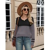 Zeagoo Sweaters for Women Long Sleeve Tops Soft Knit Crew Neck Pullover Sweater Lightweight Crochet 2026 Fall Outfits(Black-gray)