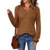 Zeagoo Sweaters for Women Long Sleeve Tops Soft Knit Crew Neck Pullover Sweater Lightweight Crochet 2026 Fall Outfits(Light Brown)