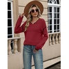 Zeagoo Sweaters for Women Long Sleeve Tops Soft Knit Crew Neck Pullover Sweater Lightweight Crochet 2026 Fall Outfits(Red-black)