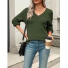 Zeagoo Sweaters for Women Long Sleeve Tops V Neck Outfits Fall Clothes(Army Green)