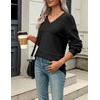 Zeagoo Sweaters for Women Long Sleeve Tops V Neck Outfits Fall Clothes(Black)