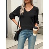 Zeagoo Sweaters for Women Long Sleeve Tops V Neck Outfits Fall Clothes(Black)